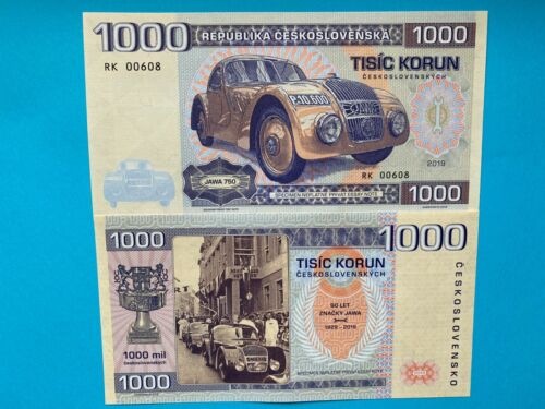 1000 Korun Czechoslovakia 2019 2020 Jawa 750 Series RK Matej Gabris Banknote - Foto 1 di 2