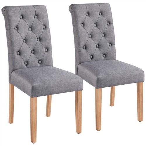 Dining Chairs High Back Padded Classic Dining Chair Home Kitchen Dark Gray 2pcs