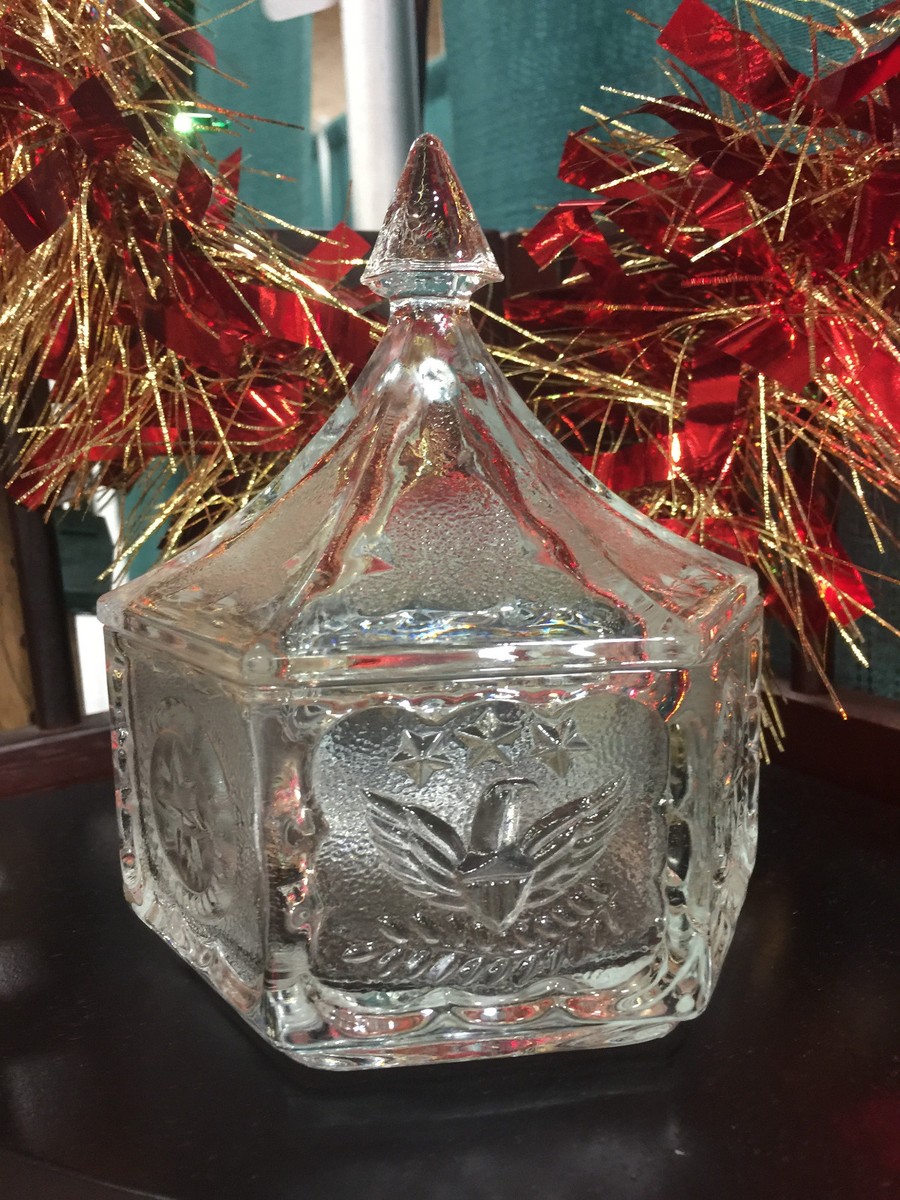 Candy Dish w Lid Indiana Clear Glass Tiara Colonial Pattern
