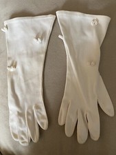 WOMENS  S GLOVES White Formal Dress Wedding With Buttons