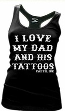 I LOVE MY DAD AND HIS TATTOO's Black racerback tank top womens plus size 2X punk