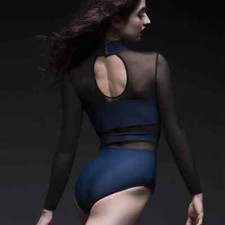 Dance Suit Leotard Clothes Gymnastics Long Sleeve Mesh Tops Ballet Practice