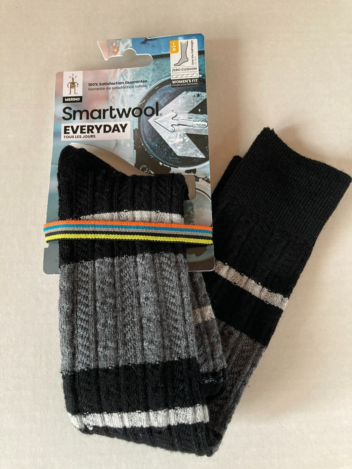 SmartWool Merino Wool Womens Large Everyday Tube Stripe Cable Knee High