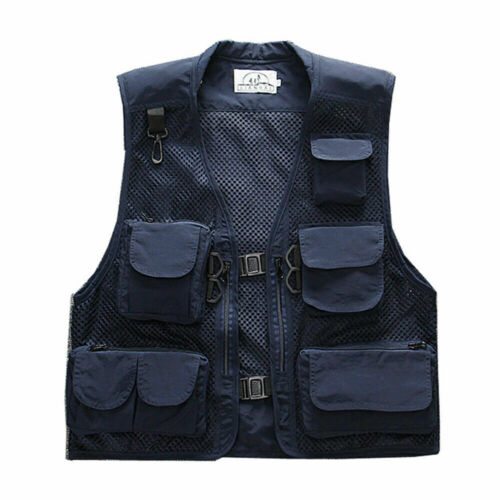 Womens Men Mesh Utility Vest Jacket Waistcoat Fishing Gilet Multi Pocket Fashion - Picture 17 of 17