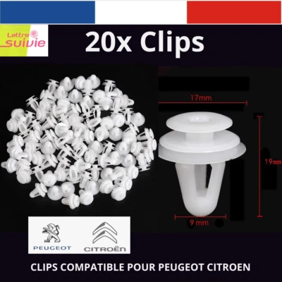 x20 CLIPS Agrafes COMPATIBLE PEUGEOT CITROEN FIXATION GARNITURE PANNEAU PORTE - Photo 1/4