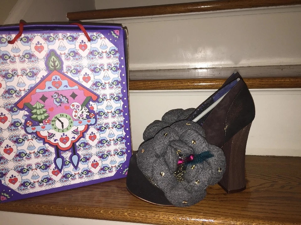 ELECCIÓN IRREGULAR Floral Gemas Piedras Gruesas Cuñas TACONES ALTOS Mujer Zapatos Talla 9.5 Foto 3 de 4