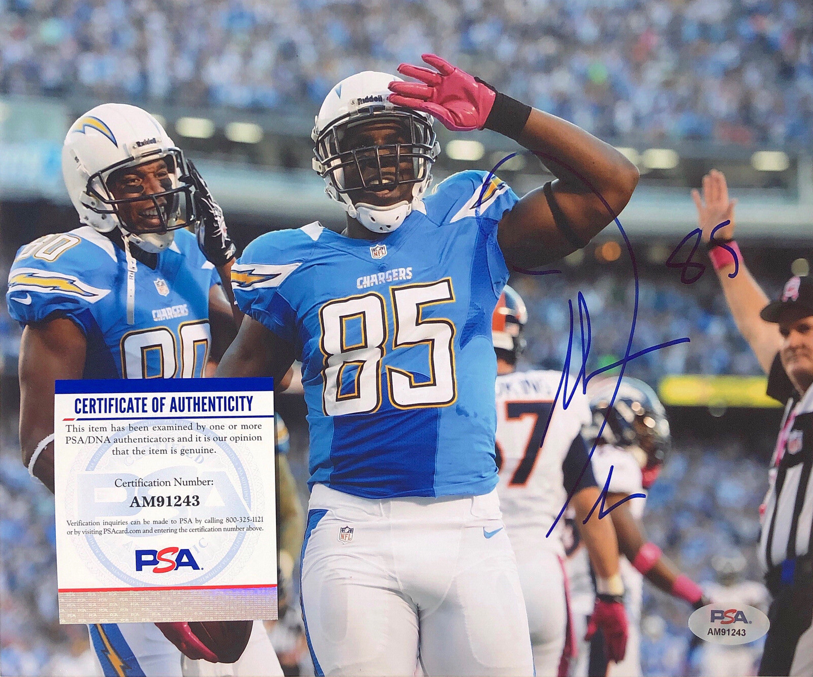 Antonio Gates Autographed Signed Los Angeles Chargers 8X10 PHOTO PSA/DNA COA 