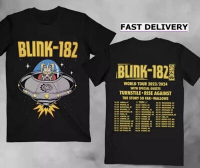 World Tour Blink 182 2023 2024 Concert Barker T-Shirt Rabbit