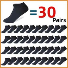 30Pairs/Lot Men's Business Polyester Cotton Socks Black Gray Casual Ankle Socks