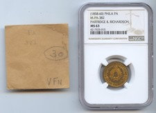 Trade Token (18589-60) Partridge & Richardson (#9165) Phila PA M-PA-382 NGC MS63