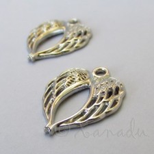 Angel Wings Charms 22mm Dark Silver Tone Angel Pendants C2589 - 10, 20 Or 50PCs
