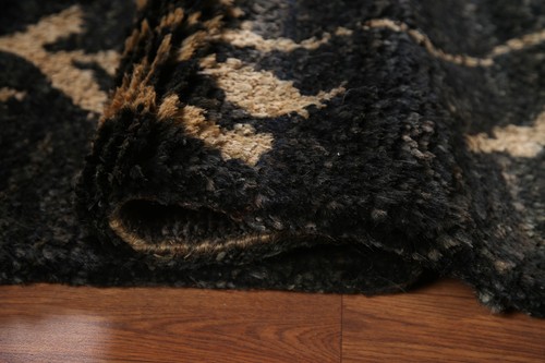 Black/ Beige Nature Print Moroccan Oriental Area Rug 5'x7' Jute Hand-knotted Rug - Picture 11 of 12