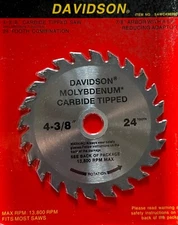 4-3/8" x 24 Tooth Carbide Tipped wood Saw Blade - New