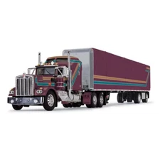 DCP / FIRST GEAR KENWORTH W900A PLUM WITH UTILITY SIMULATED CURTAIN TRAILER