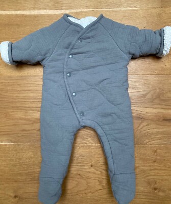 ZARA QUILTED FAUX SHEARLING ONE-PIECE GREY SNOWSUIT - Main Image