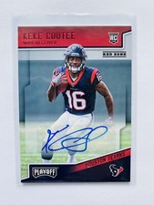 Keke Coutee 2018 Playoff Rookie Auto Red Zone Card #228. rookie card picture