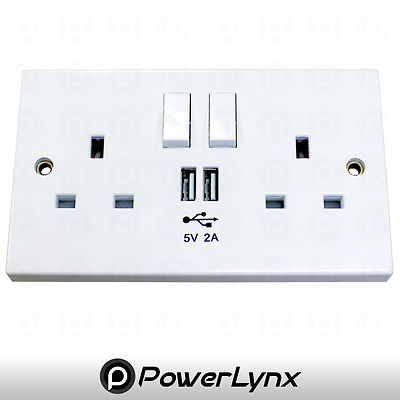 DOPPEL DOPPEL DOPPEL 2 GANG STECKDOSE 13A MIT 2 USB LADEANSCHLÜSSEN STECKER GESCHALTETE STECKDOSE