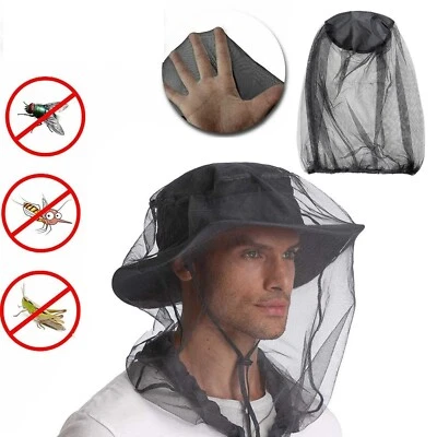 Filet de protection moustiques abeilles insectes chapeau tête visage apiculteur - Photo 1/4
