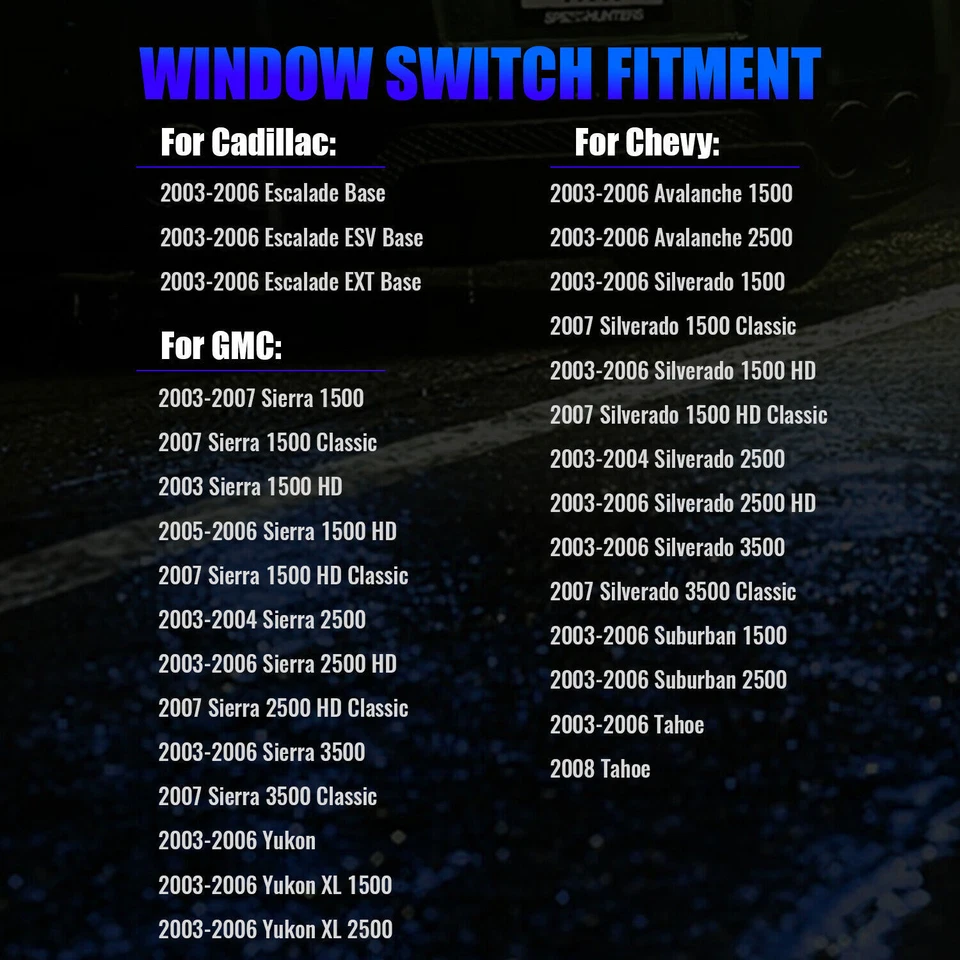 Master Power Window Switch & Bezel for 2003-07 Silverado Sierra Crew Cab Driver - Image 4 of 4