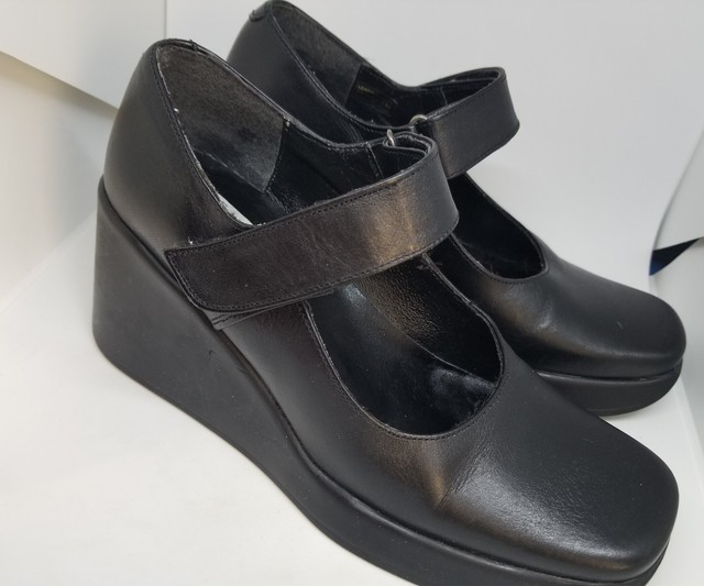 STEVE MADDEN Wedge Heel Size 35 Womens Black Leather Mary Jane Shoe US 5 | eBay