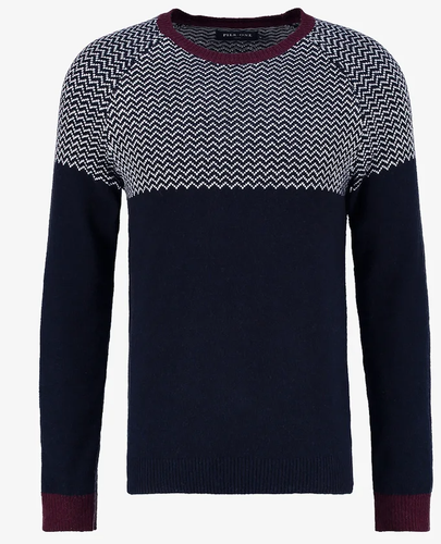 Pier One Strickpullover dunkelblau/burgundy Gr. XL