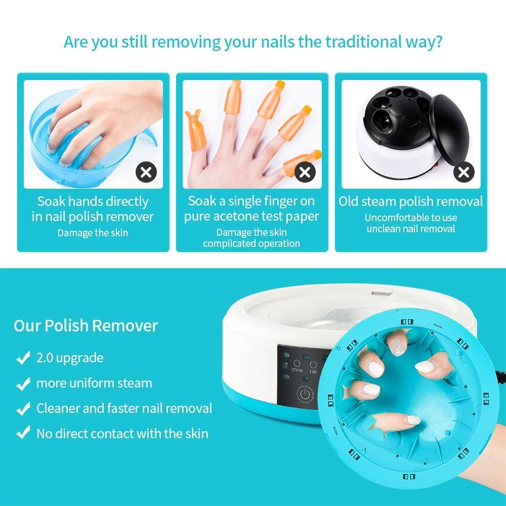 Upgraded Steam Gel Polish Remover Machine Easy Nail Removal Steamer For