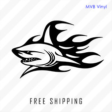 Shark Tribal Flames Vinyl Decal Sticker Ocean Surfing 428