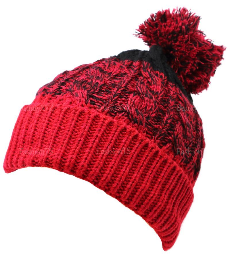 Unisex Pom Pom Winter Cable Knitted Beanie Hat Stretch Fit  display picture 3