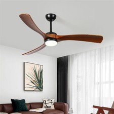52in Farmhouse Ceiling Fan 3 Solid Wood Blades DC Inverter Motor w/Light Remote