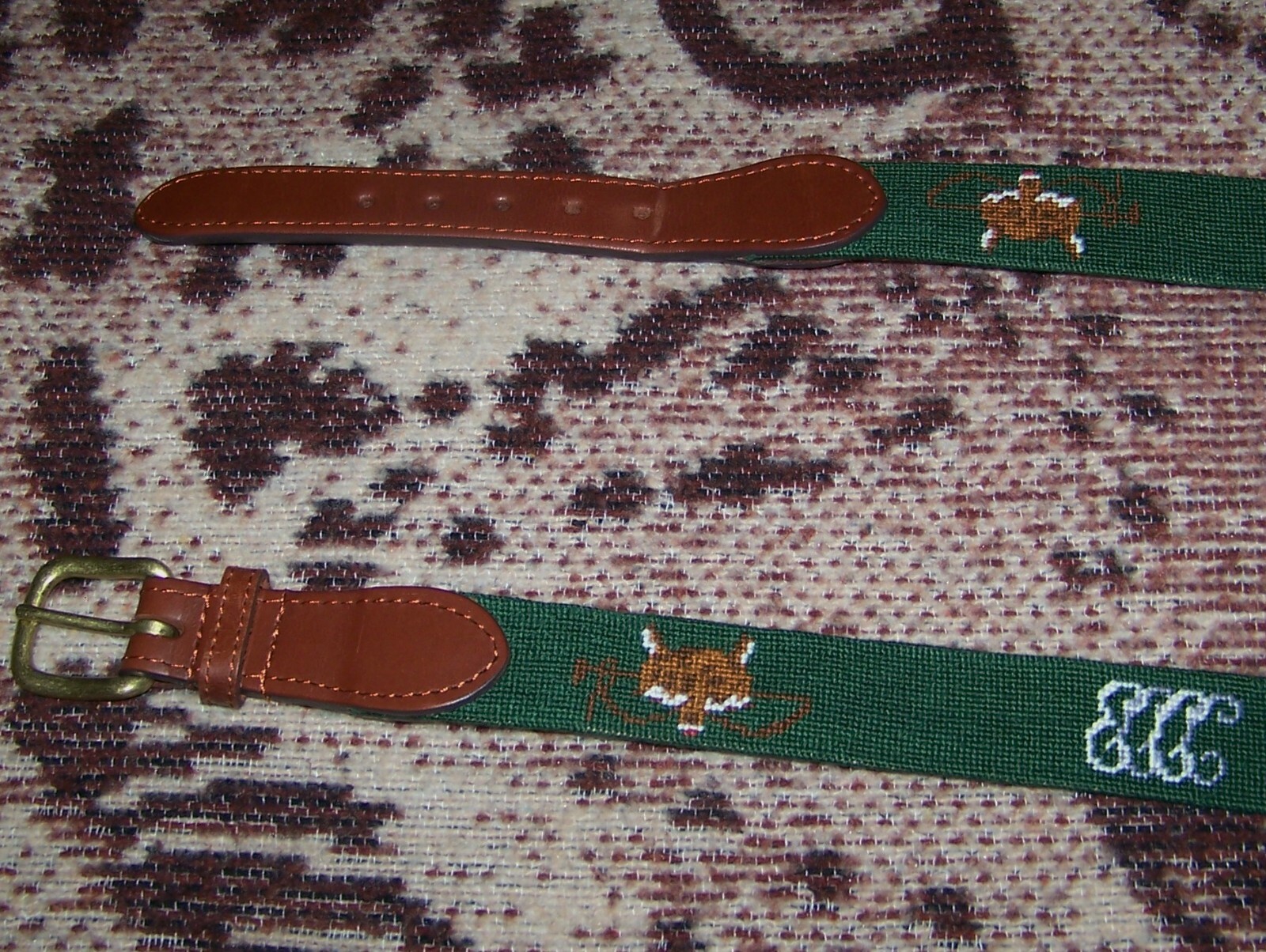 SMATHERS & BRANSON Needlepoint Golf Belt ESSEX COUNTY COUNTRY CLUB Size