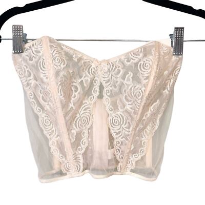 Vintage Ungaro Cream Intimates Lace Woven Bustier Lingerie Corset Size Large NWT