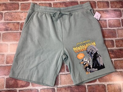 Men's Star Wars Mandalorian Baby Yoda Fleece Sweat Pant Jogger Shorts Medium NEW