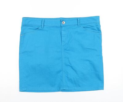 Mexx Damen A-Linien Rock blau Baumwolle Größe 41 mit Reißverschluss