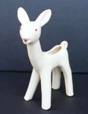 Vtg MCM CALIFORNIA CA Pottery - Metlox White Fawn Deer Cactus Vase Planter