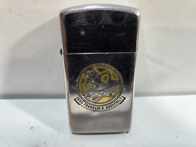 Working Vintage 1976 Zippo Slimline Lighter - USS Franklin D