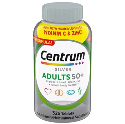 Centrum Silver Adults 50+ Multivitamin, 325 ct, Immune, Bone, Heart, Exp:2027