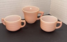 VTG Hazel Atlas Modern Tone Child  s Tea Set Creamer Sugar Cup Pink Lot Of 3 DA14