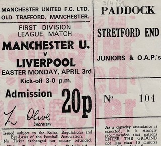 MANCHESTER UNITED V LIVERPOOL 3/4/1972 D1 USED TICKET FEAT GEORGE BEST