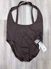 Adidas Women s WTR Icons 3-Stripes One Piece Swimsuit Brown/Black Size L NWT