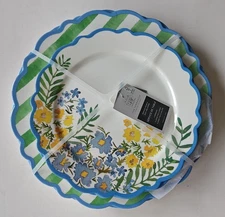 Rachel Ashwell Melamine Dinner Salad Plate Set Stripe Floral Scallop Green Blue