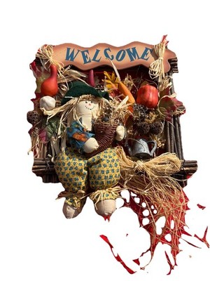 Scarecrow Fall Autumn Harvest Welcome Sign Wall/Door Hanging Decor Holloween
