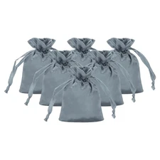 6Pcs 3.5" x 3"  Satin Gift Bag with Drawstring,Grey