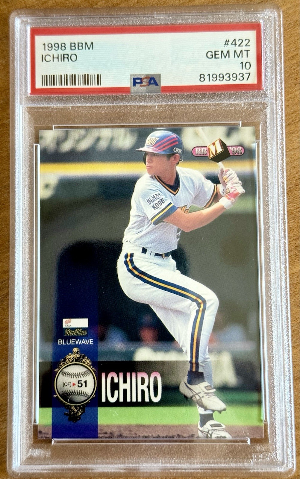 1998 BBM #422 Ichiro Suzuki HOF Mariners Pre-MLB PSA 10 Orix Blue Wave POP 20
