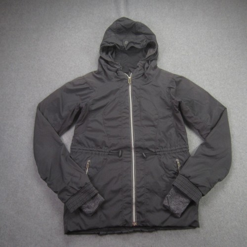 Lululemon Jacket Womens 2 Gray Resolution Hooded Pleated Vented Thumbholes