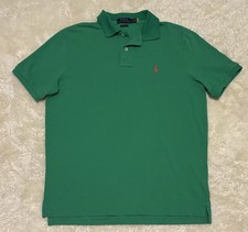 Polo Ralph Lauren Short Sleeve Polo Shirt Classic Fit Mens L Green Orange Pony
