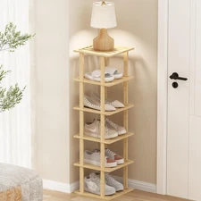 Shoe Rack - Vertical Skinny Shoe Shelf Space Saving Storage, Front Door Entra...