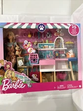 Barbie Doll Pet Boutique and Play set 25 pcs By Mattel Dog Cat Hamster - NEW