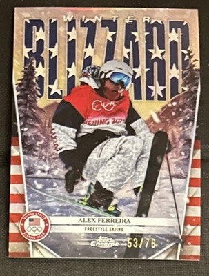 2026 Topps Chrome US Winter Olympic Blizzard USA Flag /76 Alex Ferreira #WB-14