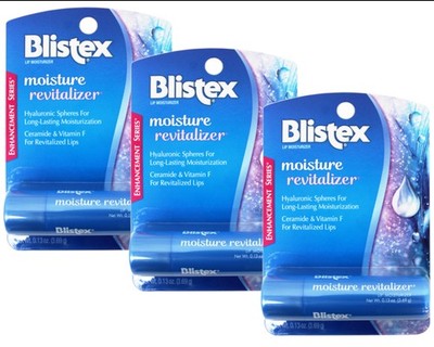 Blistex Moisture Lip Balm Vitamin F & Hyaluronic Formula 0.13 OZ 3 Pack