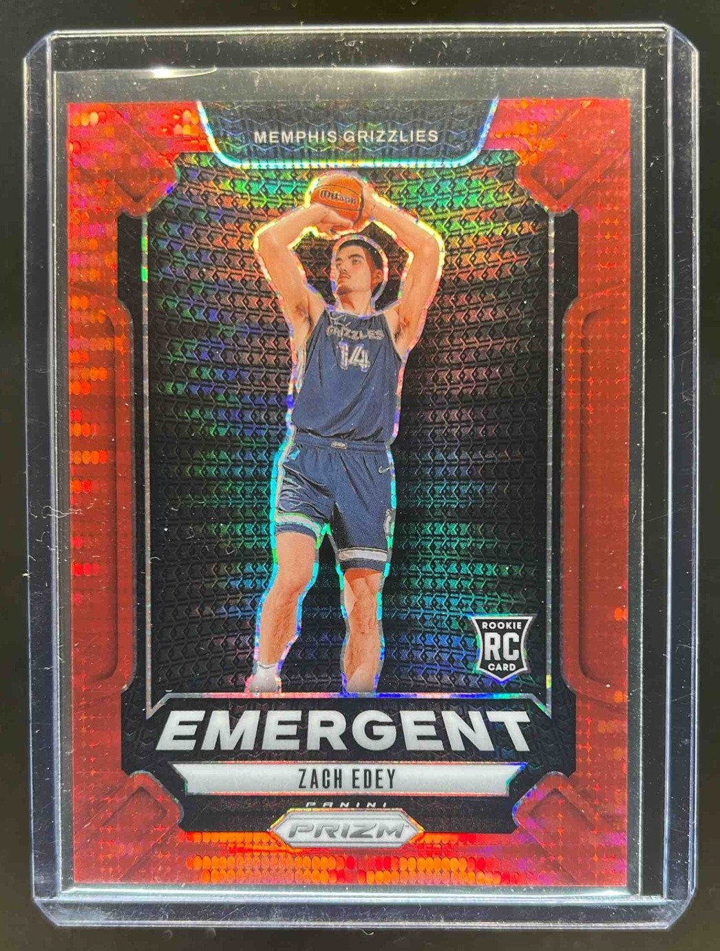 2024-25 Prizm Zach Edey Emergent RC Red Pulsar #38/75 Grizzlies
